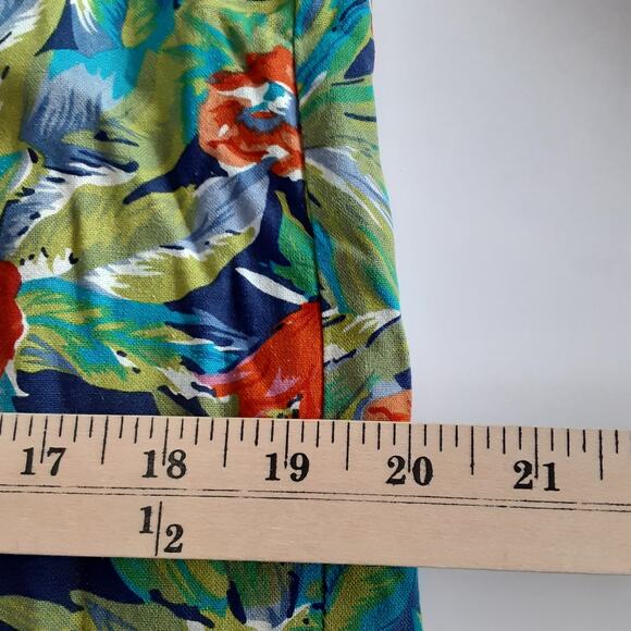 Vintage 80s Tropical Floral Full Zip Jacket 100% Linen Hawaii Womens Petite M - Picture 10 of 12